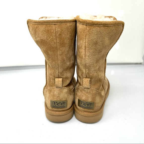 Ugg Chestnut Pull On Sherpa lined Leather Boots size 5 Great - Picture 12 of 12